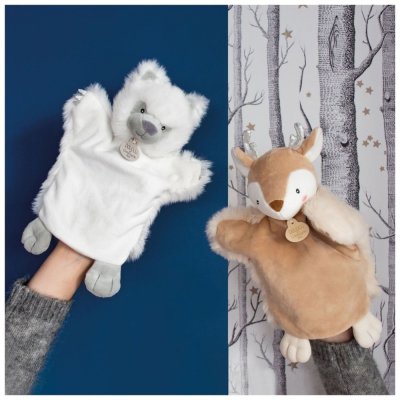 Doudou Plišasta lutka bela volk 25 cm