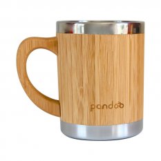 Dvoustěnný nerezový hrnek na kávu a čaj s bambusovým povrchem, 280 ml