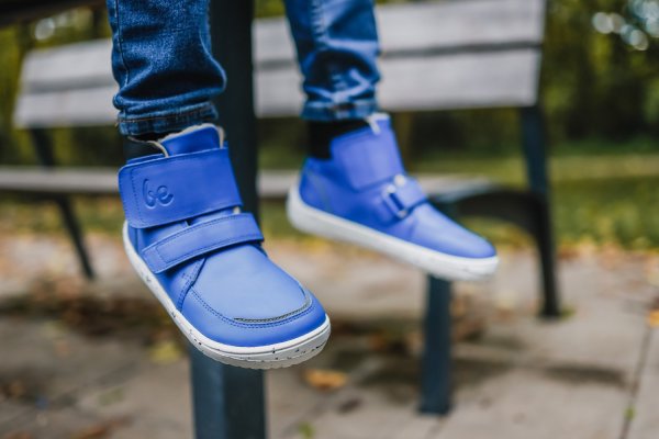 Be Lenka Children's winter barefoot shoes Panda 2.0 - Blue & White