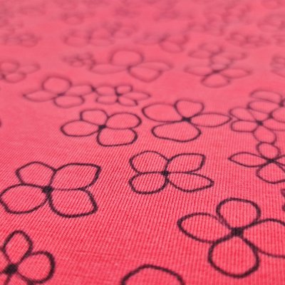 T-shirt för flickor tunn TRYCK KR Outlast® - jordgubbsblommor