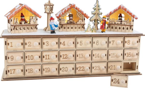 small foot Drewniany kalendarz adwentowy Jarmark bożonarodzeniowy