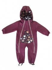 Monkey Mum® Baby Softshell Winter Jumpsuit with Sherpa - Little Burgundy Riding Hood in the Woods - size 86/92