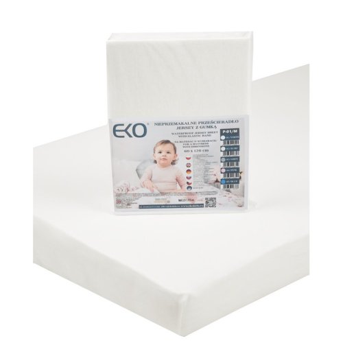 Lençol EKO impermeável com jersey de borracha branco 120x60 cm