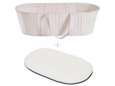 AHOJBABY Kosz Mojżesza dla niemowląt Paper Dream white + materac Airdream