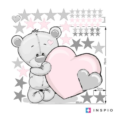 Wall sticker for a girl - Bear with a name