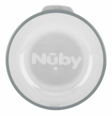 Kubek NUBY Tritan, niepłynący 360° z uchwytami, 6 m+ jasnoszary