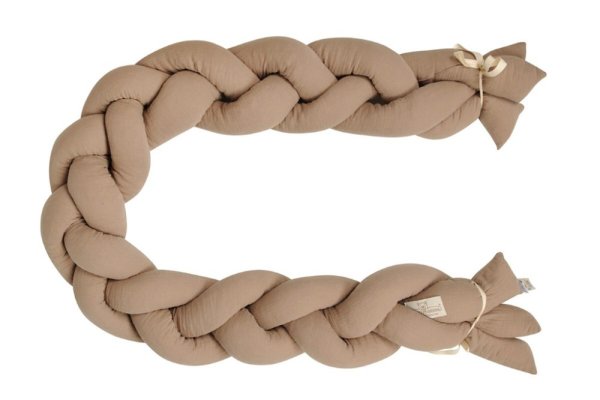 BABYMATEX Spjälsängsskydd muslin flätad fläta - brun 200 cm