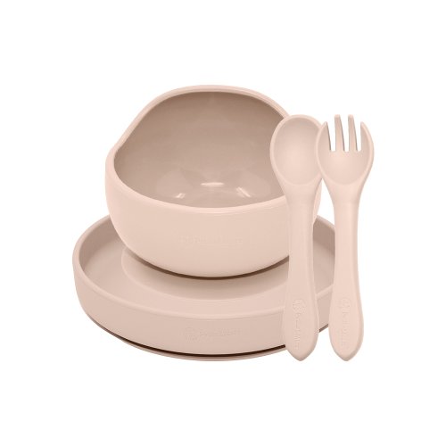 PETITE&MARS TAKE&MATCH juego de comedor silicona 3 piezas Desert Sand 6m+