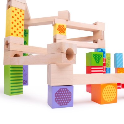 Bigjigs Toys Pista per biglie in legno colorata