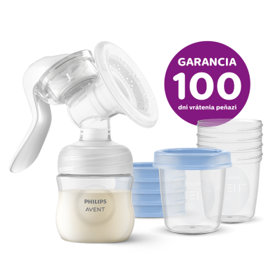 Philips AVENT Odsávačka mateřského mléka manuální + VIA 180 ml 5 ks