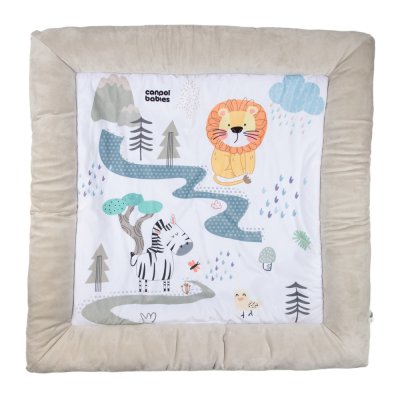 CANPOL BABIES Pluszowy kocyk edukacyjny z trapezem Safari 0m+