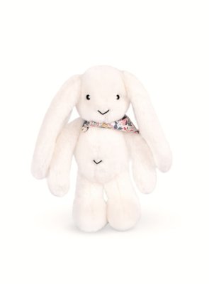 Doudou Lapin en peluche avec foulard blanc 35 cm