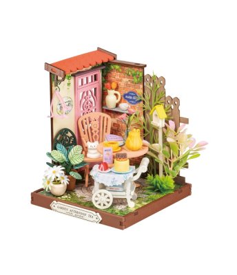 Puzzle 3D en bois RoboTime Miniature de maisonnette Coin salon de thé dans le jardin