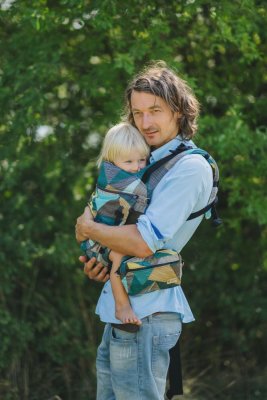 Verstelbare ergonomische draagzak Monkey Mum® Carrie - De schoonheid van geometrie
