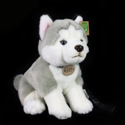 Rappa Plyschhund husky sittande med koppel 28 cm ECO-FRIENDLY