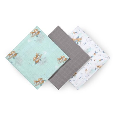 BABYONO Bambus pelene 3 kom Plavo-sive, 70x70 cm