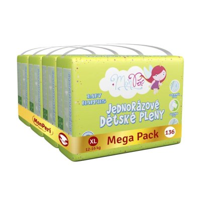 Pieluszki jednorazowe MONPERI Klasik XL (12-16 kg) 136 szt. - Mega Pack