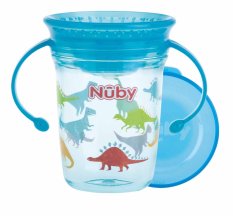 NUBY bögre Tritán nem folyós 360° fogantyúkkal, 6 m+ kék