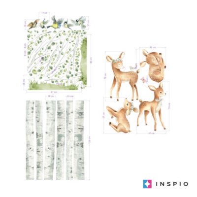 Children's wall stickers - Playful deer in the birch forest