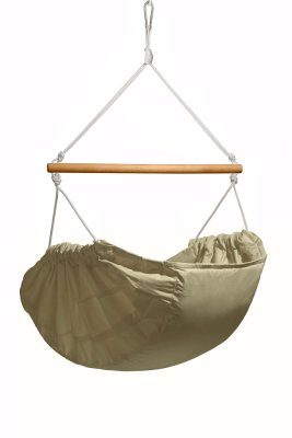 Hängesessel Hängesessel beige meliert HOJDAVAK MAXIMUS OUT mit Kissen, Holz Indoor, Seil weiß