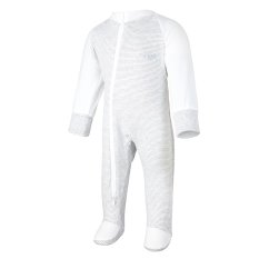 Śpioszki z długim rękawem Outlast® - paski biało-szare