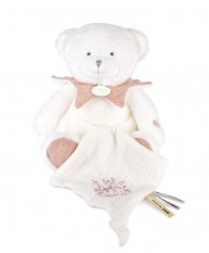 Doudou Darčeková sada Plyšový medvedík s dečkou 30 cm ružový