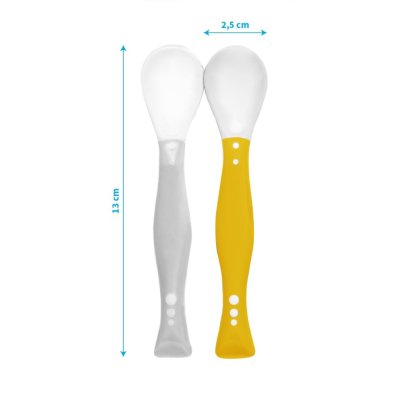 BABYONO Flexi spoons 2 pcs grey/yellow