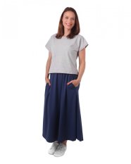 Lange rok met zakken Linda, jeans blauw