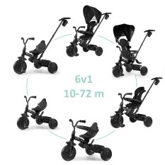 Rowerek trójkołowy QPLAY Elite Platinum Black, 6 w 1, wiek 10-72 miesięcy