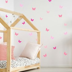 Motýliky v ružovom prevedení - samolepky na stenu pre dievča