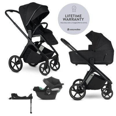 EASYWALKER Kombikinderwagen Zoey Pure Black + CBX By CYBEX Aton B2 i-Size + Basis