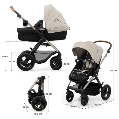 KINDERKRAFT Kombikinderwagen Moov 2 Air 3in1 Moonlight Grey