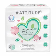 3x ATTITUDE Toallitas húmedas sin perfume 72uds