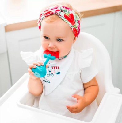 BABYONO Lernbeißring mit Wassermelonenrassel