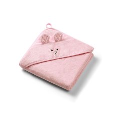 BABYONO Towel with hood and handles Bamboo pink 100x100 cm