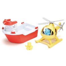 Green Toys Barco de rescate con helicóptero