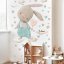 Nálepka na stenu - Akvarelový zajačik s mentolovými srdiečkami