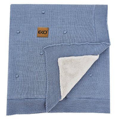 EKO Kocyk dziergany z podszewką Jeans 100x80 cm