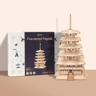 RoboTime 3D dřevěná skládačka Pětipatrová pagoda
