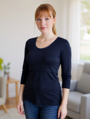 Koszulka do karmienia piersią Kateřina, rękaw 3/4, granatowa