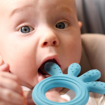 BABYONO Silicone teether Octopus blue