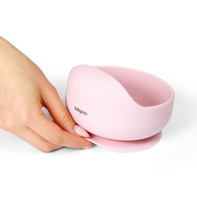 BABYONO Silikonnapf mit Saugnapf – rosa ab 6 Monaten