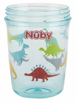 Kubek NUBY Tritan, niepłynący 360° z uchwytami, 6 m+ niebieski
