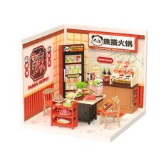 RoboTime 3D drevená skladačka Miniatúra domčeka Ázijské bistro Panda Hot Pot