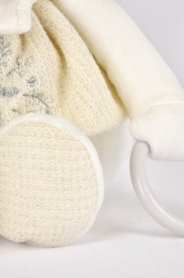 Doudou Coffret cadeau Ours polaire en peluche avec anneau 30 cm beige