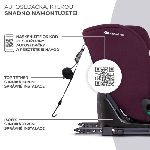 KINDERKRAFT Autostoel Oneto3 i-Size 76-150cm + Isofix Cherry parel