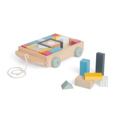 Bigjigs Toys Wózek z drewnianymi klockami