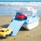 Green Toys Ferry Boat albastru-alb cu mașinuțe