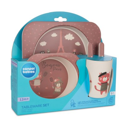 CANPOL BABIES Bonjour Paris Geschirrset 5-teilig rot