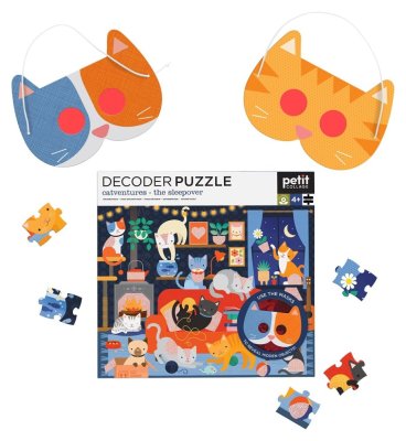 Petit Collage Puzzle gatos 100 piezas con gafas 3D